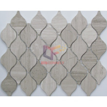 Water Jet Cutting Natural Wooden Pattern Marble Mosaic (CFS1087)